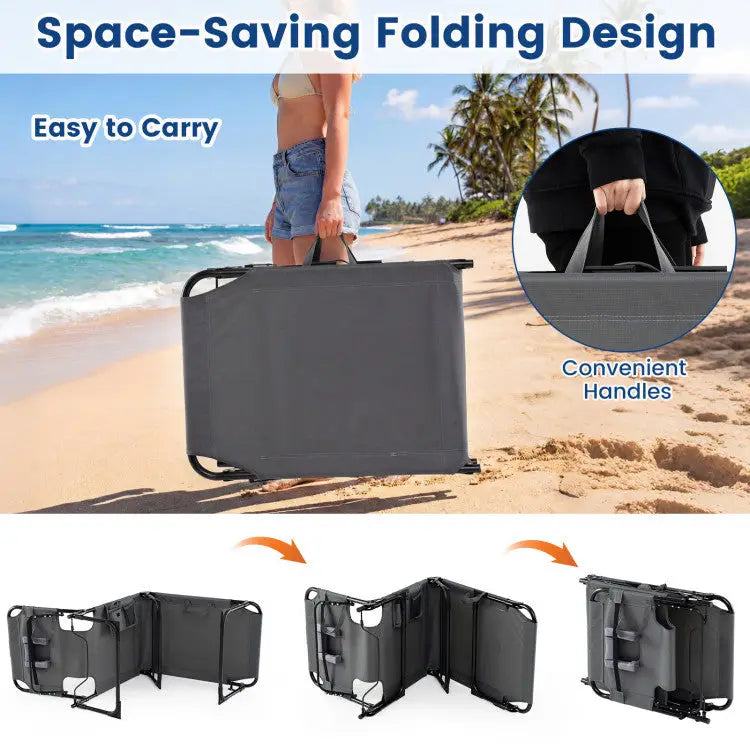 2-Piece Outdoor Tanning Chair and Patio Side Table Set with Folding Lounge Chair and Square Bistro Table - Outdoor