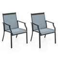 2 Piece Patio Dining Chairs Large Outdoor Chairs with Breathable Seat and Metal FrameBlue - Oasis Home Essentials
