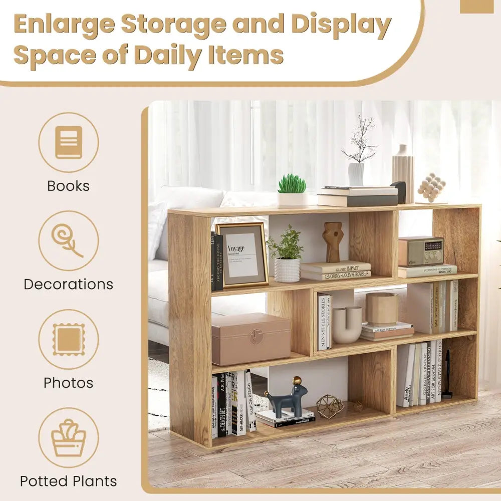 2-Piece Separable Bookshelf Floor Standing Corner Display Storage - Natural - Bookcases