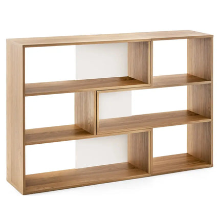 2-Piece Separable Bookshelf Floor Standing Corner Display Storage - Natural - Bookcases