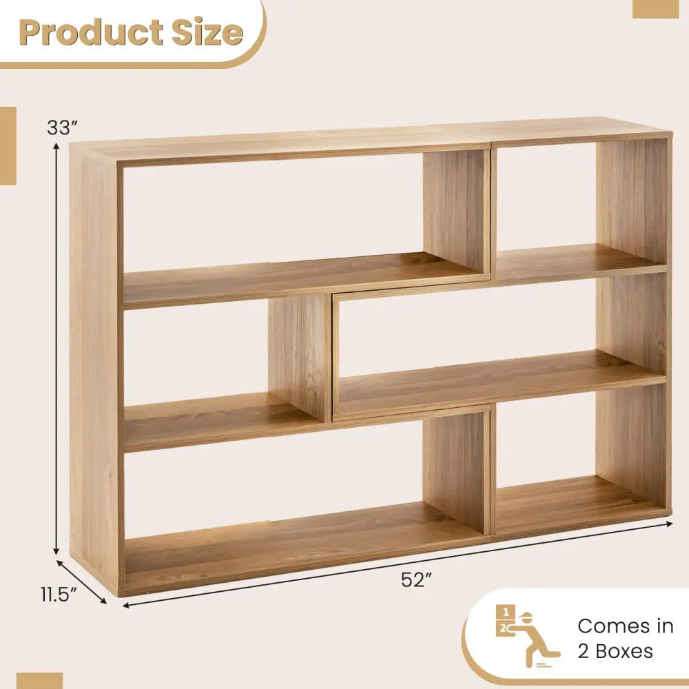 2-Piece Separable Bookshelf Floor Standing Corner Display Storage - Natural - Bookcases