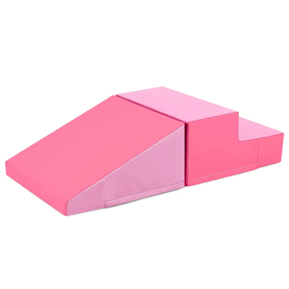2-Piece Step and Slide Climber for Infants and Toddlers Baby Soft Play Set Foam Blocks-Pink - Pink - Climbers & Slides