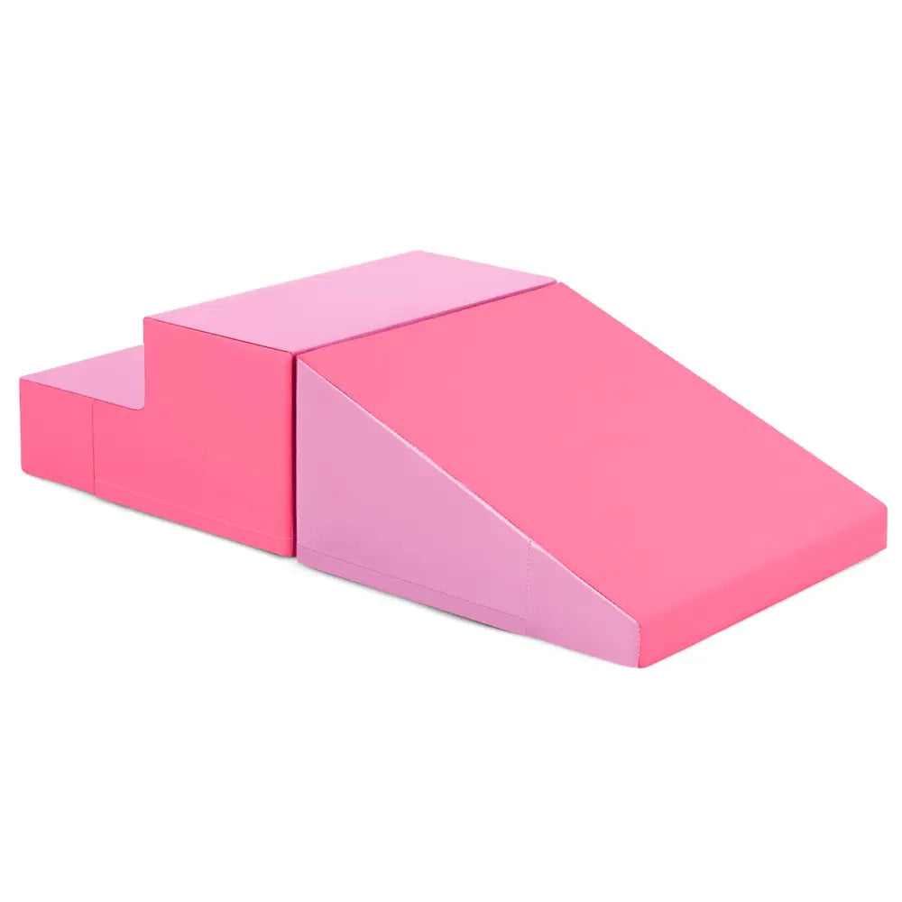 2-Piece Step and Slide Climber for Infants and Toddlers Baby Soft Play Set Foam Blocks-Pink - Pink - Climbers & Slides
