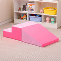 2-Piece Step and Slide Climber for Infants and Toddlers Baby Soft Play Set Foam Blocks-Pink - Pink - Climbers & Slides