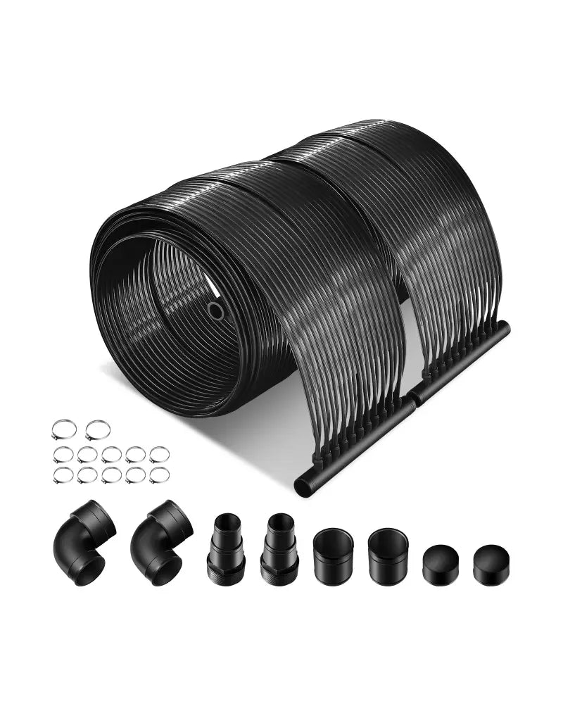 2 Pieces 10/16.4/20 Feet Weatherproof Solar Swimming Pool Heating System-S - Black - Swimming Pools