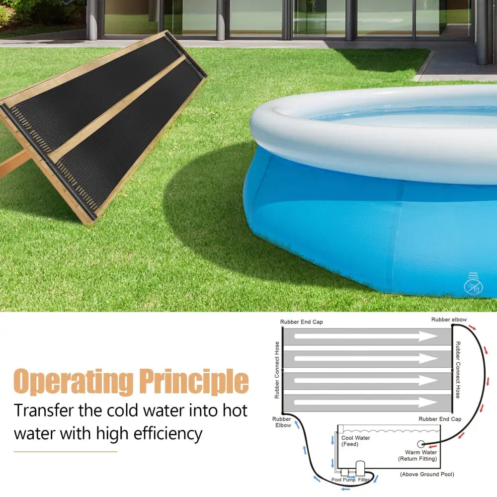 2 Pieces 10/16.4/20 Feet Weatherproof Solar Swimming Pool Heating System-M - Black - Swimming Pools