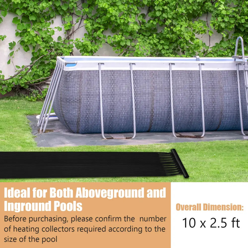 2 Pieces 10/16.4/20 Feet Weatherproof Solar Swimming Pool Heating System-S - Black - Swimming Pools