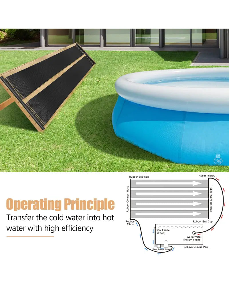 2 Pieces 10/16.4/20 Feet Weatherproof Solar Swimming Pool Heating System-S - Black - Swimming Pools