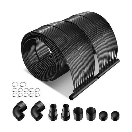 2 Pieces 10/16.4/20 Feet Weatherproof Solar Swimming Pool Heating System-S - Black - Swimming Pools