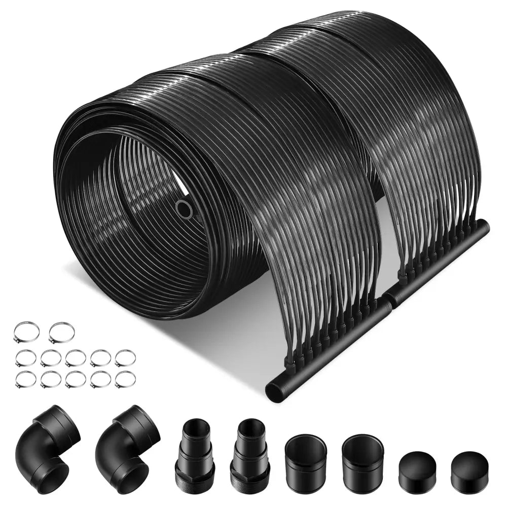 2 Pieces 10/16.4/20 Feet Weatherproof Solar Swimming Pool Heating System-M - Black - Swimming Pools