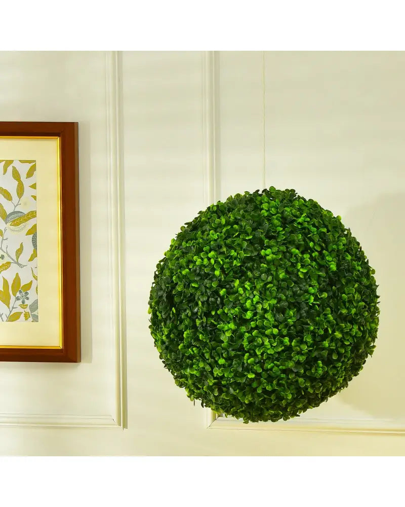 2 Pieces 15.7 Inch Artificial Boxwood Topiary Ball Tree Set - Green - Faux Plants
