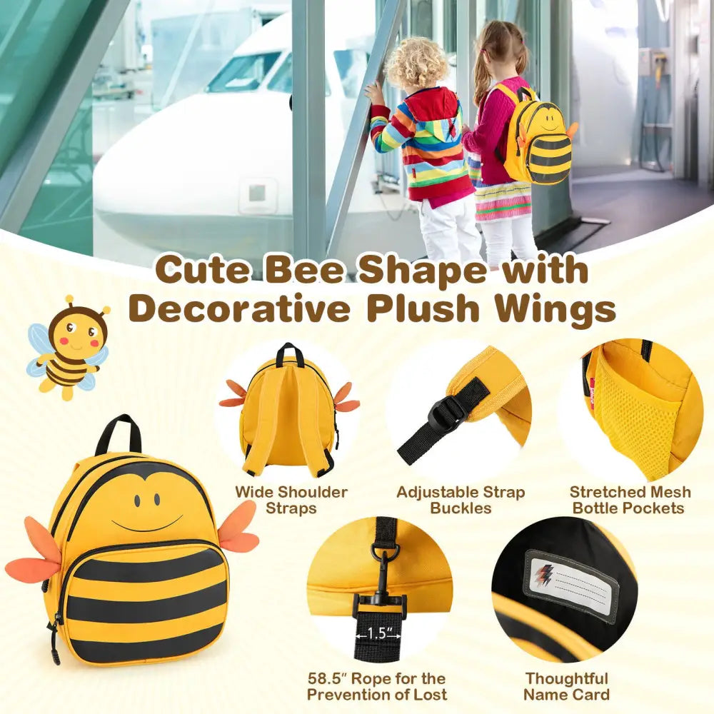 2 Pieces 18 Inch Ride-on Kids Luggage Set with Spinner Wheels and Bee Pattern-Yellow - Yellow - Kids Luggage