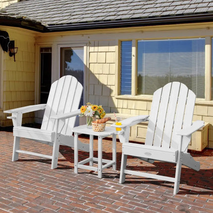 2-Pieces 18 Inches Adirondack Outdoor Side Table for Patio and Garden-White - White - Patio Coffee Tables