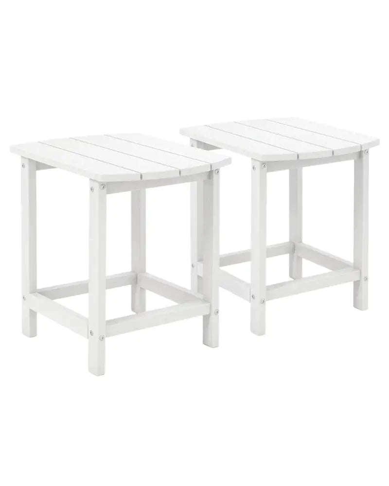 2-Pieces 18 Inches Adirondack Outdoor Side Table for Patio and Garden-White - White - Patio Coffee Tables