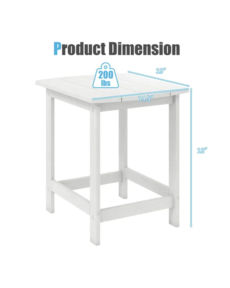 2-Pieces 18 Inches Adirondack Outdoor Side Table for Patio and Garden-White - White - Patio Coffee Tables