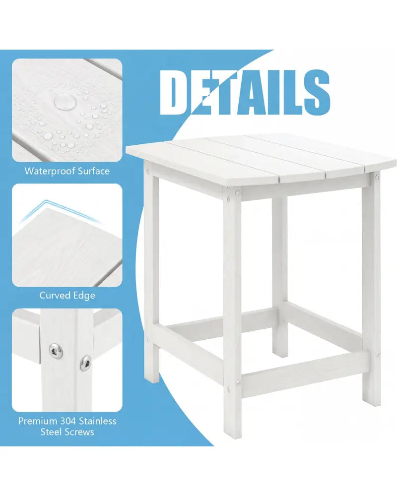 2-Pieces 18 Inches Adirondack Outdoor Side Table for Patio and Garden-White - White - Patio Coffee Tables