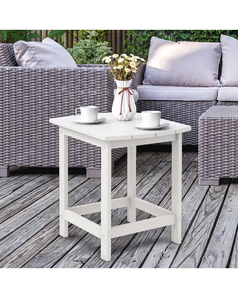 2-Pieces 18 Inches Adirondack Outdoor Side Table for Patio and Garden-White - White - Patio Coffee Tables