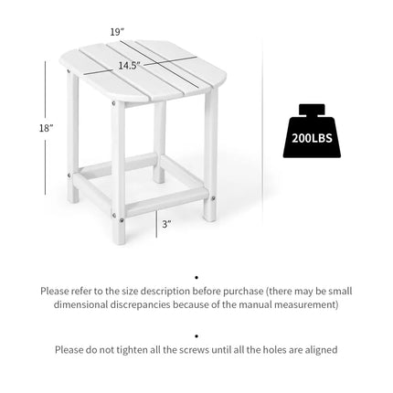 2-Pieces 18 Inches Adirondack Outdoor Side Table for Patio and Garden-White - White - Patio Coffee Tables