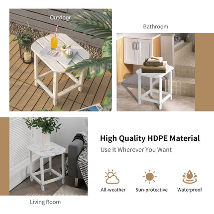 2-Pieces 18 Inches Adirondack Outdoor Side Table for Patio and Garden-White - White - Patio Coffee Tables
