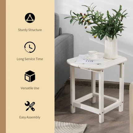 2-Pieces 18 Inches Adirondack Outdoor Side Table for Patio and Garden-White - White - Patio Coffee Tables