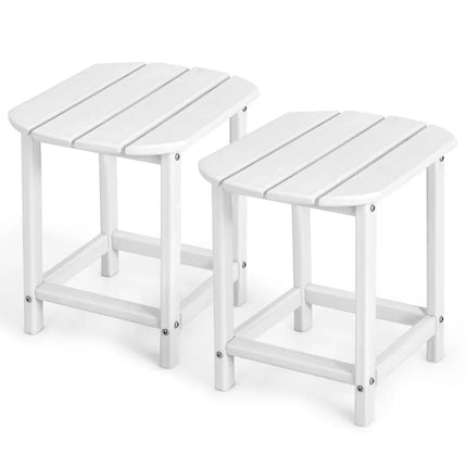 2-Pieces 18 Inches Adirondack Outdoor Side Table for Patio and Garden-White - White - Patio Coffee Tables