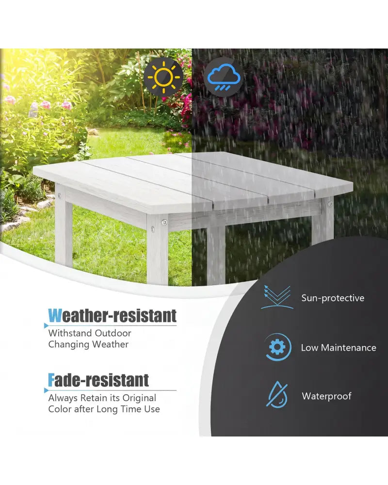 2-Pieces 18 Inches Adirondack Outdoor Side Table for Patio and Garden-White - White - Patio Coffee Tables