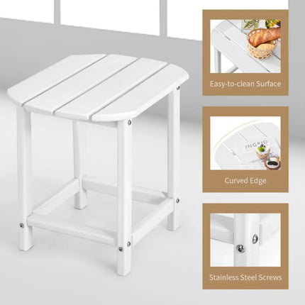 2-Pieces 18 Inches Adirondack Outdoor Side Table for Patio and Garden-White - White - Patio Coffee Tables