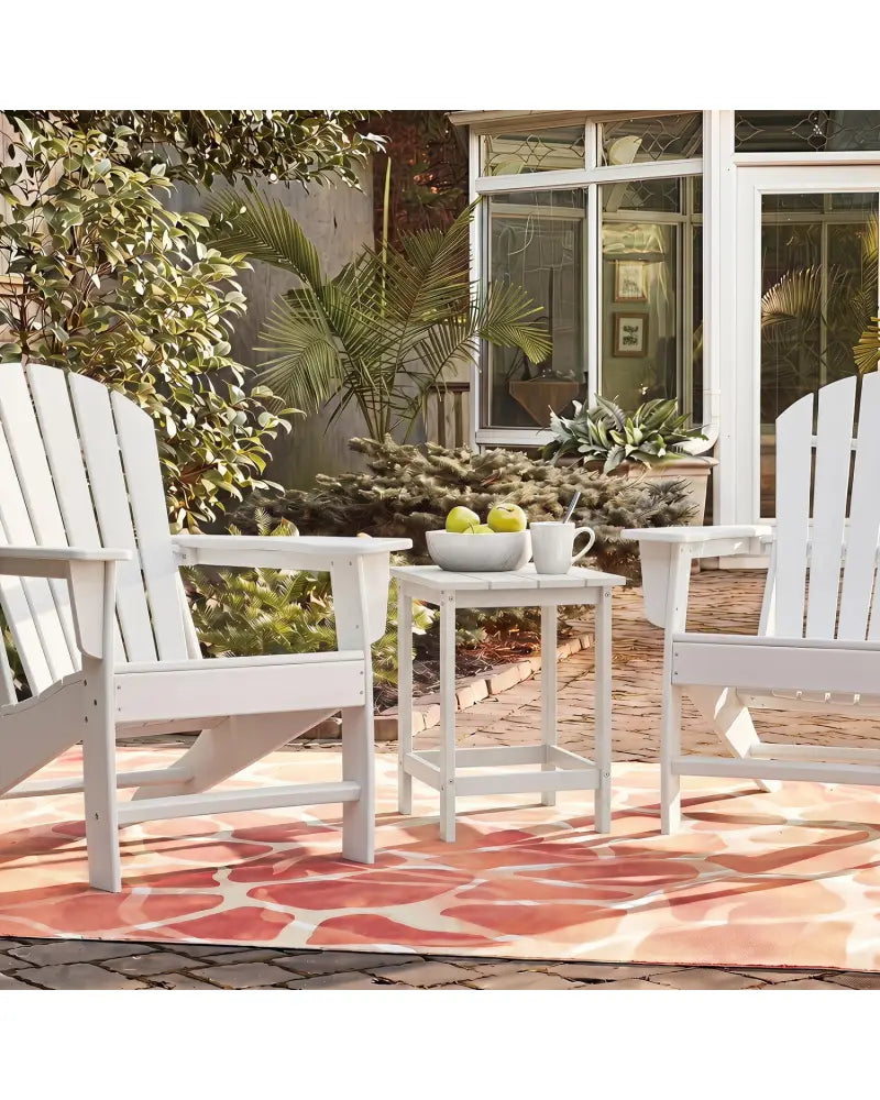 2-Pieces 18 Inches Adirondack Outdoor Side Table for Patio and Garden-White - White - Patio Coffee Tables