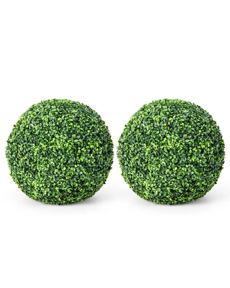 2 Pieces 19 Inch Artificial Topiary Balls Faux Boxwood Ball Plants - Green - Faux Plants
