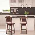 2 Pieces 24.5 Inch Bar Stools with Rattan Back and Swivel Seat Costway