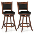 2 Pieces 24 Inch Swivel Counter Stool Dining Chair Upholstered Seat-Brown - Brown - Bar Stools