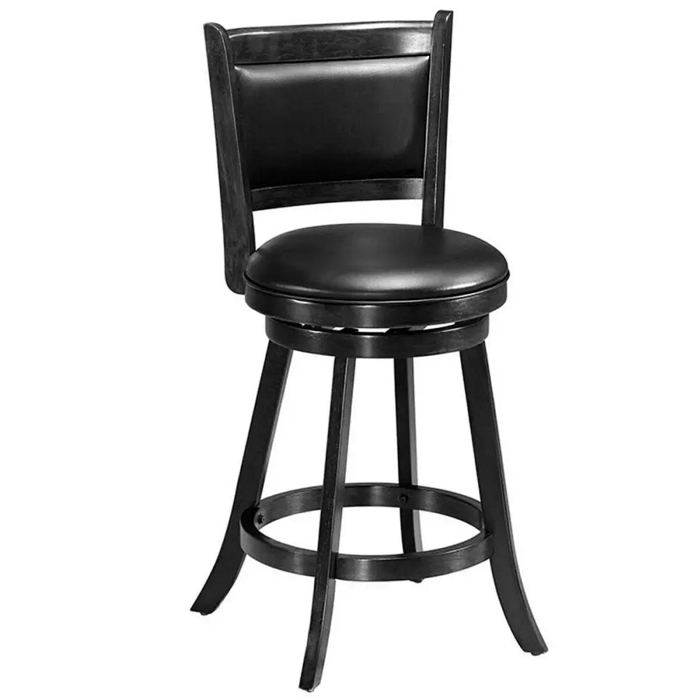 2 Pieces 24 Inches Swivel Counter Stool Dining Chair Upholstered Seat-Black Costway