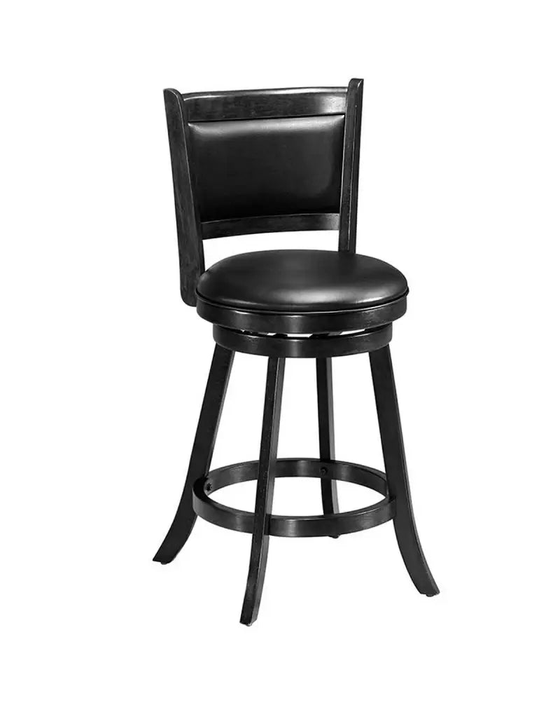 2 Pieces 24 Inches Swivel Counter Stool Dining Chair Upholstered Seat-Black - Black - Bar Stools