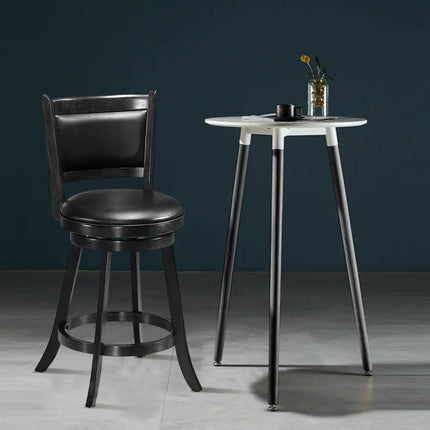 2 Pieces 24 Inches Swivel Counter Stool Dining Chair Upholstered Seat-Black Costway