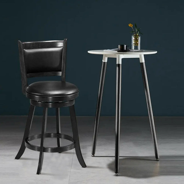 2 Pieces 24 Inches Swivel Counter Stool Dining Chair Upholstered Seat-Black Costway
