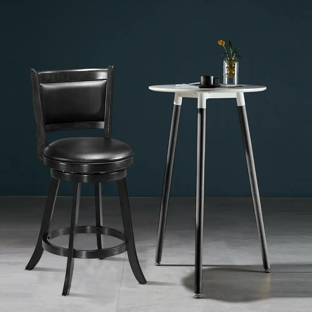 2 Pieces 24 Inches Swivel Counter Stool Dining Chair Upholstered Seat-Black Costway