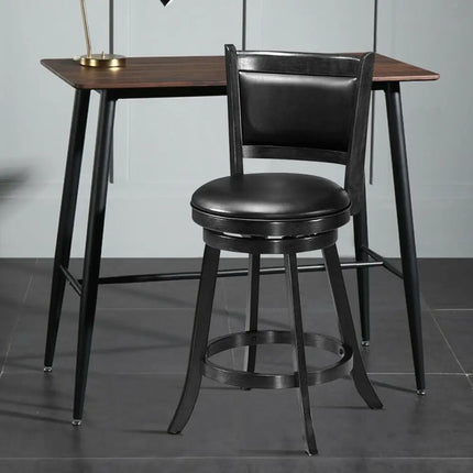 2 Pieces 24 Inches Swivel Counter Stool Dining Chair Upholstered Seat-Black Costway