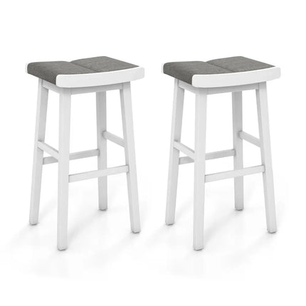 2 Pieces 26/31.5 Inch Upholstered Saddle Barstools with Padded Cushions-31.5 inches Costway