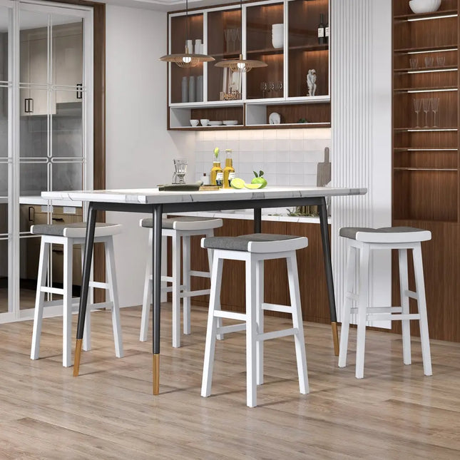 2 Pieces 26/31.5 Inch Upholstered Saddle Barstools with Padded Cushions-31.5 inches Costway