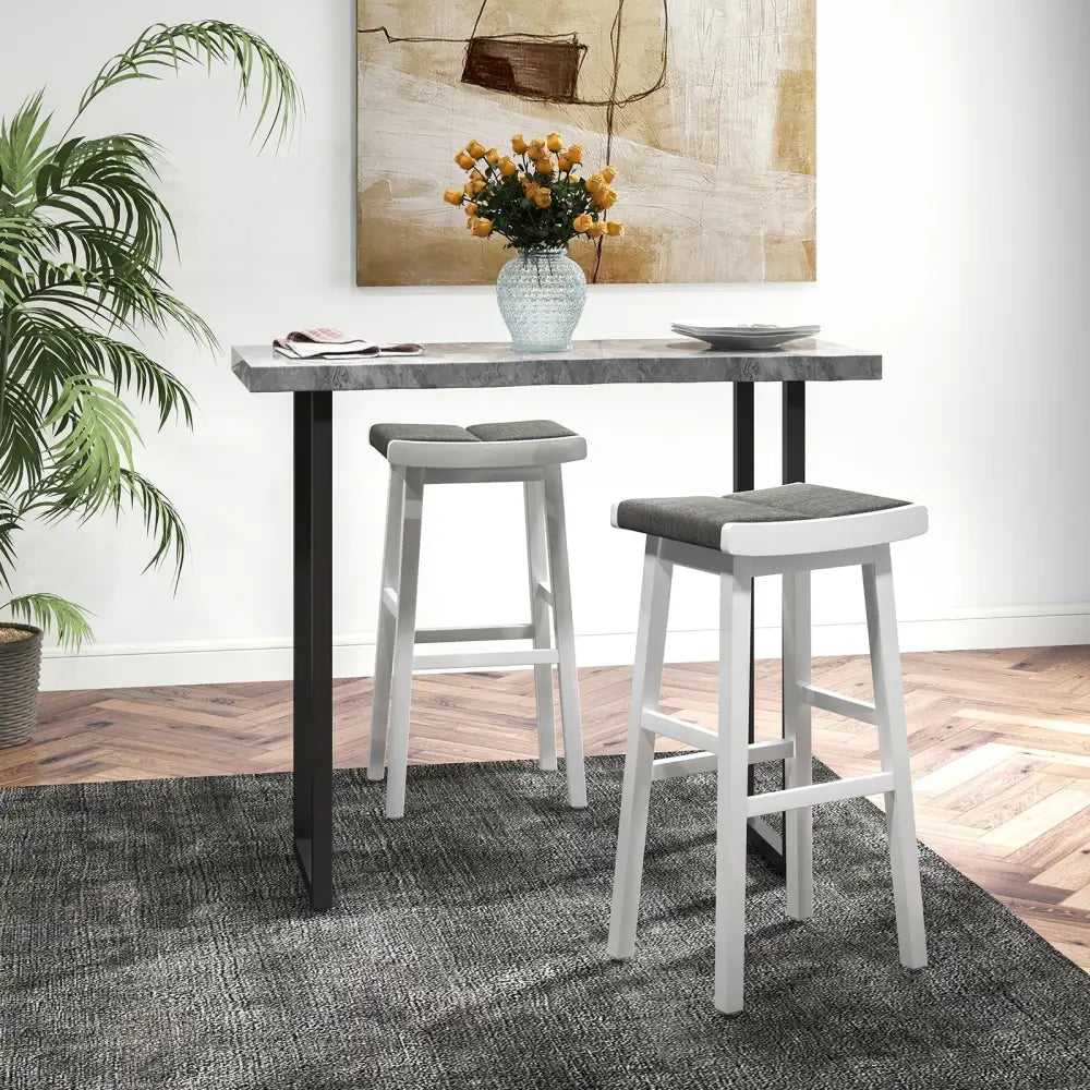 2 Pieces 26/31.5 Inch Upholstered Saddle Barstools with Padded Cushions-31.5 inches Costway