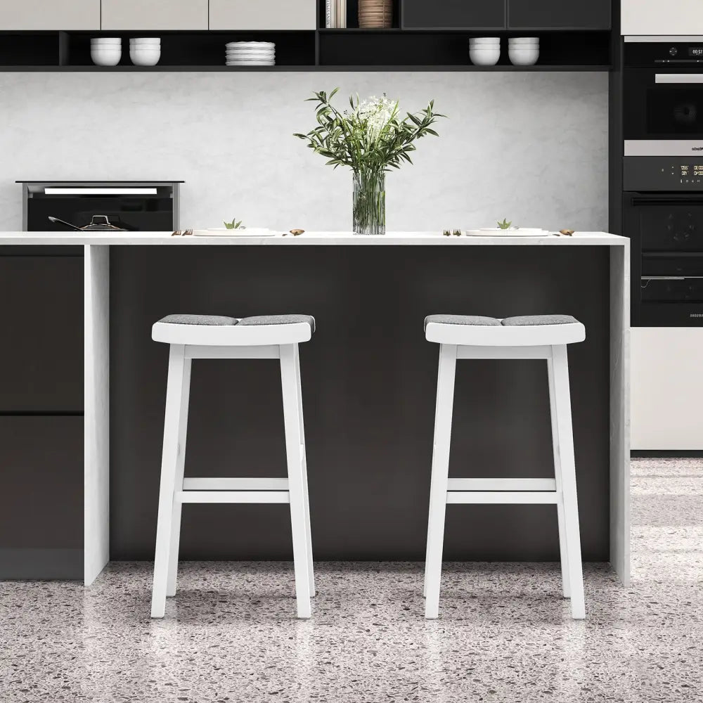 2 Pieces 26/31.5 Inch Upholstered Saddle Barstools with Padded Cushions-31.5 inches Costway