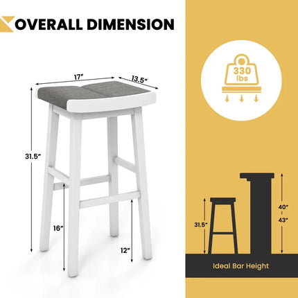 2 Pieces 26/31.5 Inch Upholstered Saddle Barstools with Padded Cushions-31.5 inches Costway