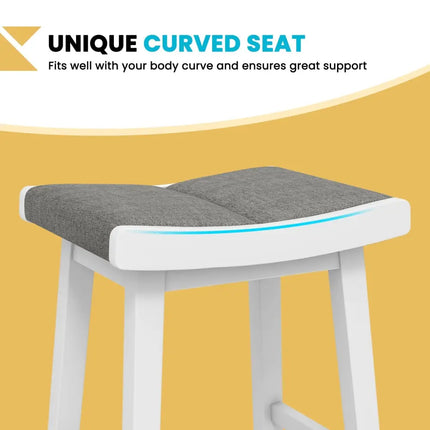 2 Pieces 26/31.5 Inch Upholstered Saddle Barstools with Padded Cushions-31.5 inches Costway
