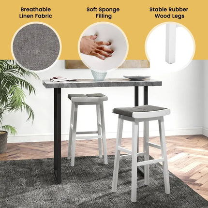 2 Pieces 26/31.5 Inch Upholstered Saddle Barstools with Padded Cushions-31.5 inches Costway