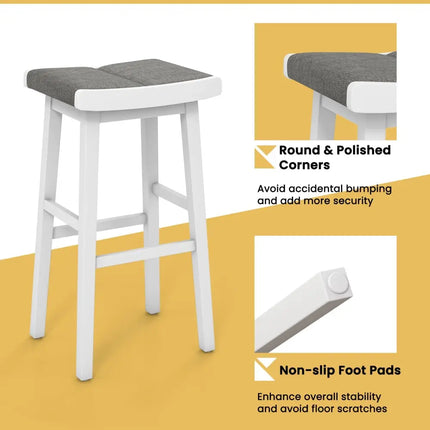 2 Pieces 26/31.5 Inch Upholstered Saddle Barstools with Padded Cushions-31.5 inches Costway