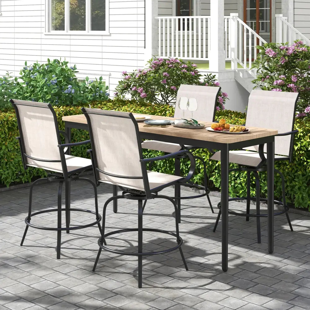 2 Pieces 360 Rotating Bar Stool Set with Armrests for Patio-Gray - Gray - Patio Bar Furniture