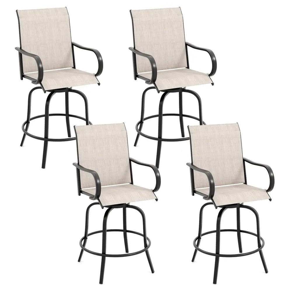 2 Pieces 360 Rotating Bar Stool Set with Armrests for Patio-Gray - Gray - Patio Bar Furniture
