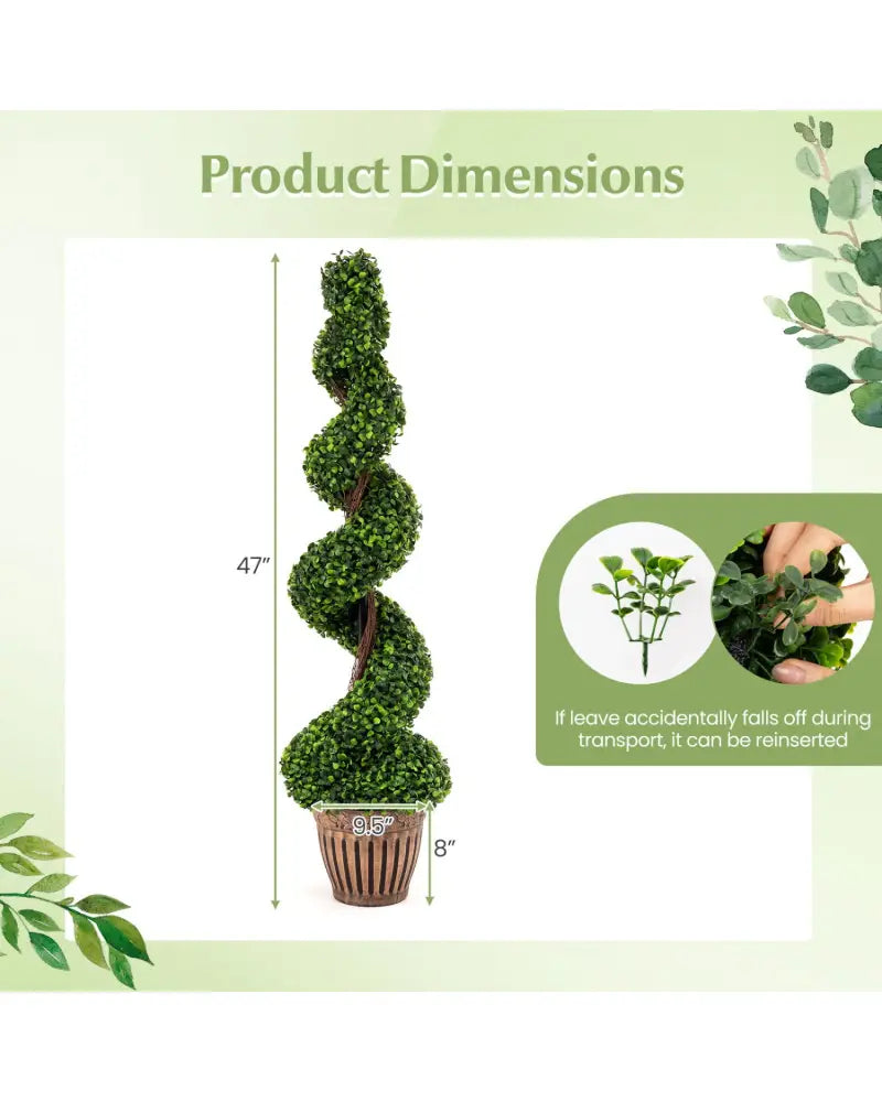 2 Pieces 4 Feet Artificial DÃ©cor Green Boxwood Spiral Tree Set - Green - Faux Plants