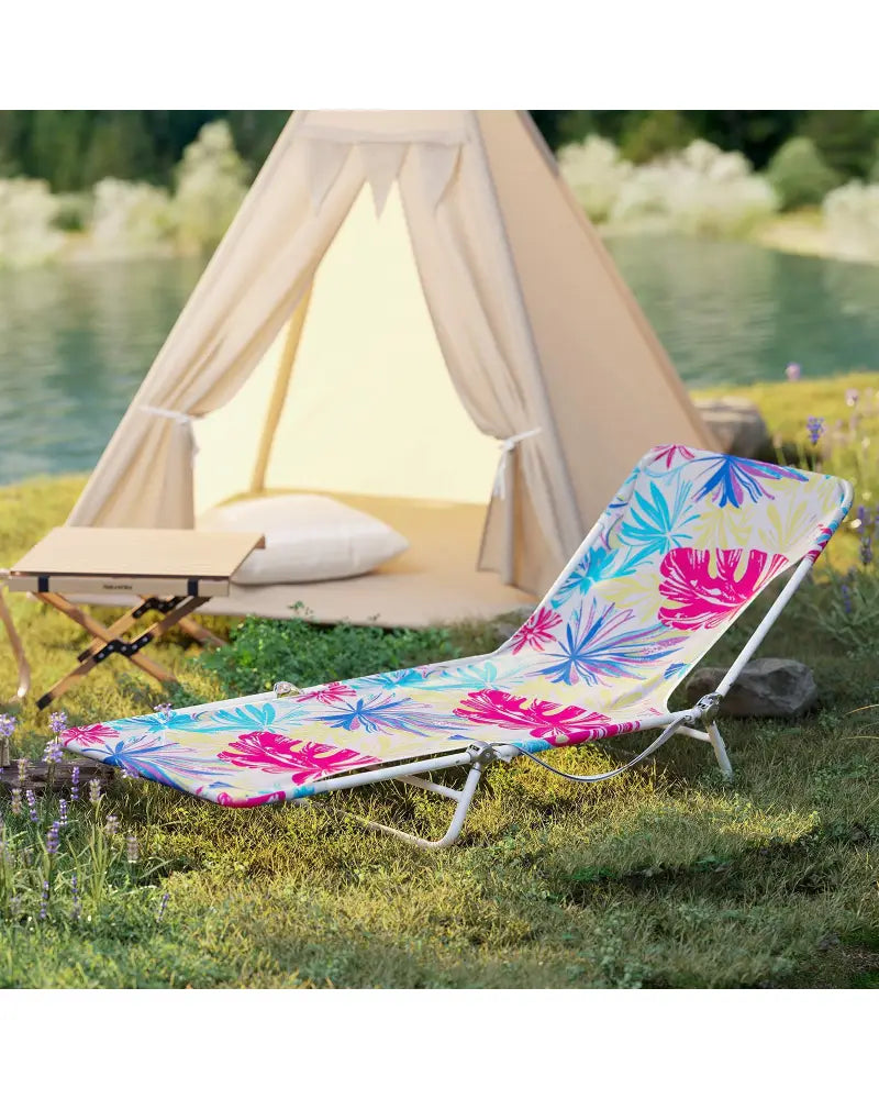 2 Pieces 5-position Lay Flat Beach Recliner with Carry Strap and Metal Frame-Pink - Pink - Outdoor Chaise Lounges