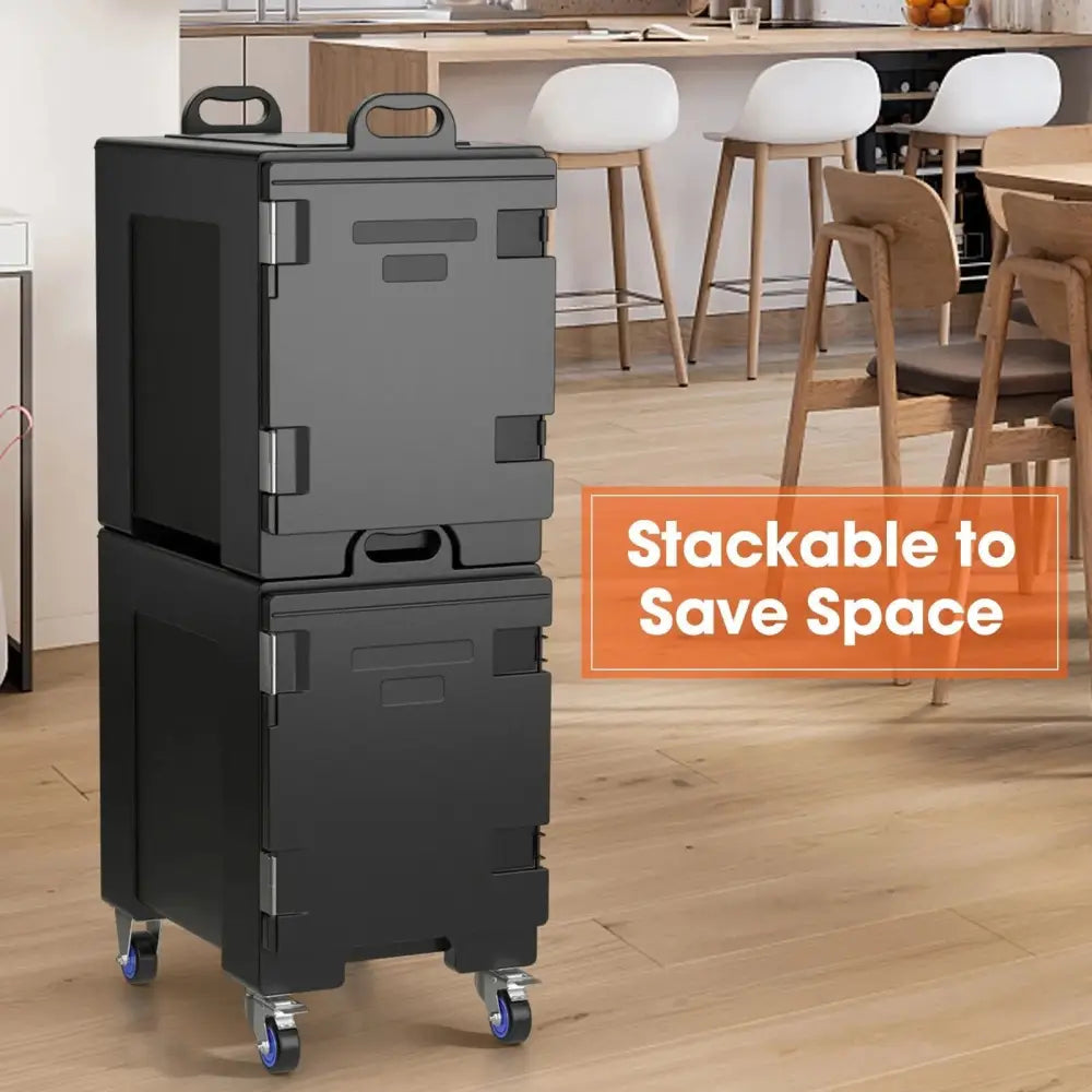 2 Pieces 81 Quart Insulated Food Pan Carrier Stackable Costway